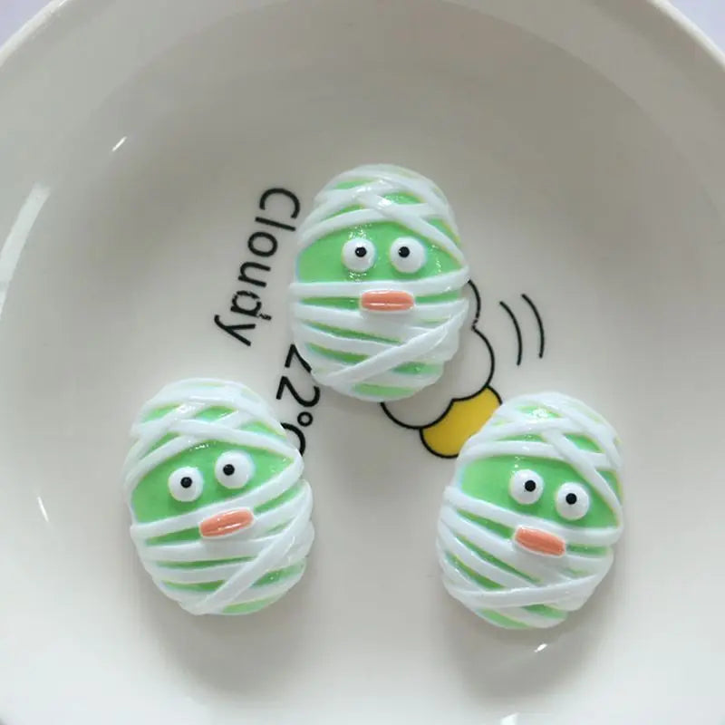 10Pcs Resin Halloween Ghosts, Skeletons & Pumpkins – Flat Back Embellishments