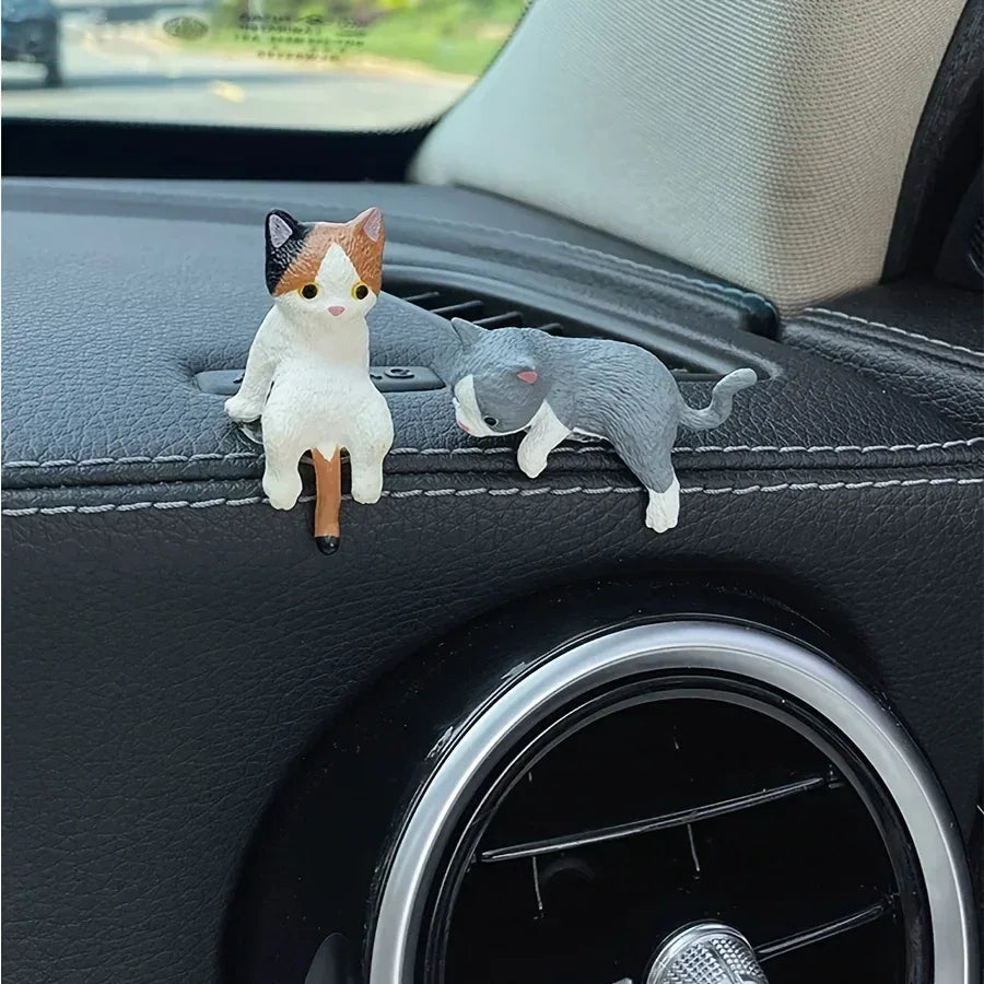 4PCS Car ornament, cute cat, lazy cat, lazy cat, center console screen decoration ornament, rearview mirror, reclining doll - Urbizia