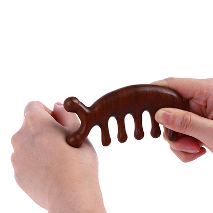 Wooden Massage Comb Head Meridian Scalp Combs Face Eye Shoulder Neck Scraping Treatment Hair Loss Anti-static Wide Tooth Comb