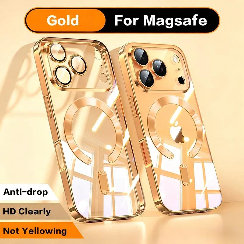 iPhone MagSafe Clear Case – Plating Soft TPU Magnetic Cover