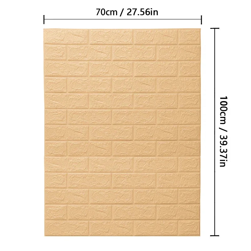 70cmx1m/2m/3m/5m/10m Wallpaper Brick 3D Wall Sticker Foam Self Adhesive DIY Living Room Decor Waterproof Paper - Urbizia