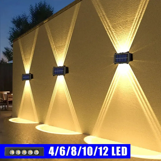 Solar Wall Lamp Outdoor Warm Light Waterproof Up And Down Luminous Lighting Balcony Yard Garden Decoration Lights Exterior Wall - Urbizia