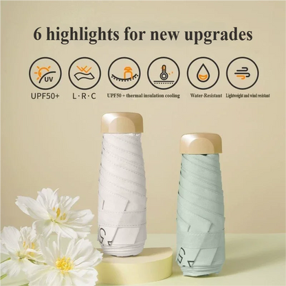 Low Price Promotion Mini Sun Umbrella Pocket Rain Umbrella Vinyl Folding UV Ultraviolet Protection Sun Shade Pocket Parasol