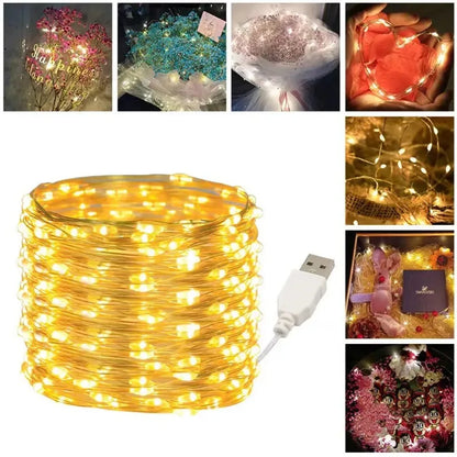 30M/10M USB LED Copper Wire String Lights – Waterproof Fairy Garland