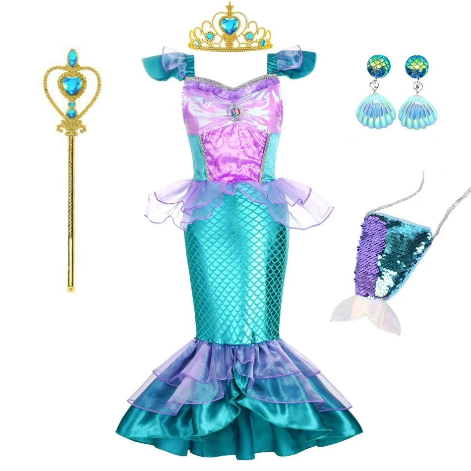 Mermaid Birthday Party Dress – Summer Girl Mermaid Costume for Kids 2-10 Yrs, Anime Cosplay & Fantasy Gown