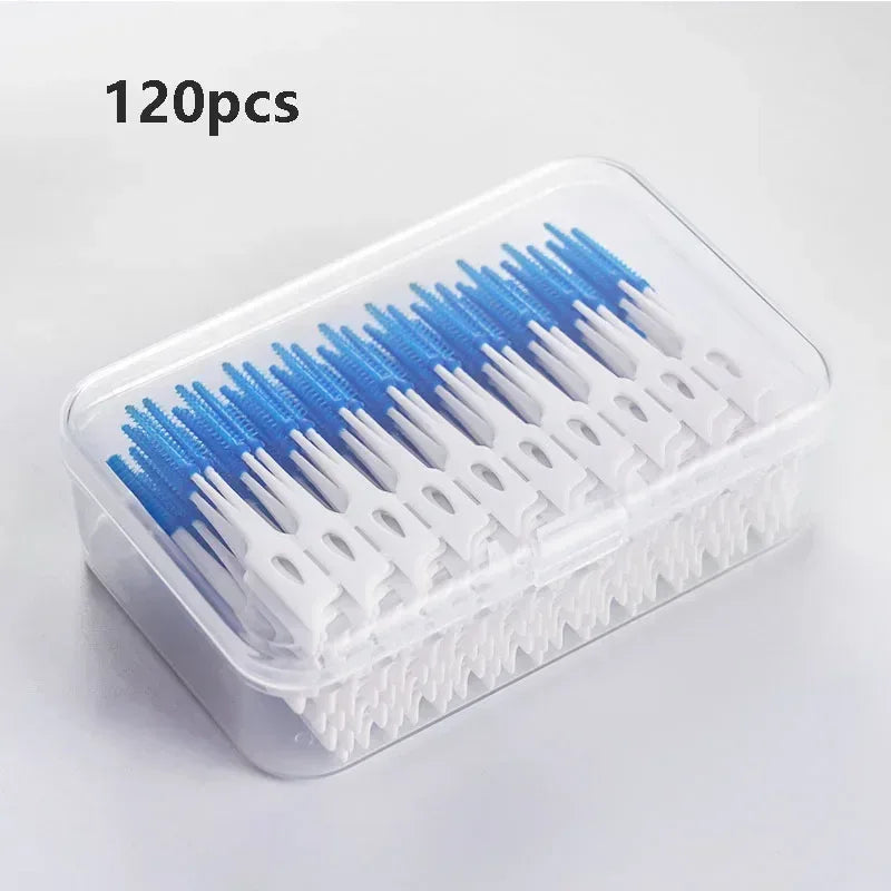 40/120pcs Interdental brush Food grade silicone clean tooth crevices Dental care box toothpicks dental odontología - Urbizia