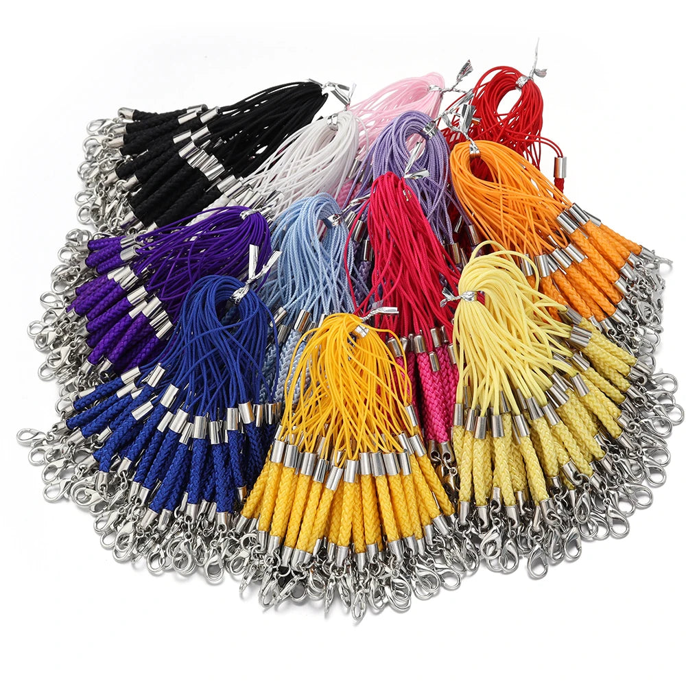 10/20pcs Keychain Rope with Lobster Clasp Jump Rings Lanyard Lariat Strap Cord For DIY Phone Case Decoration Making Supplies