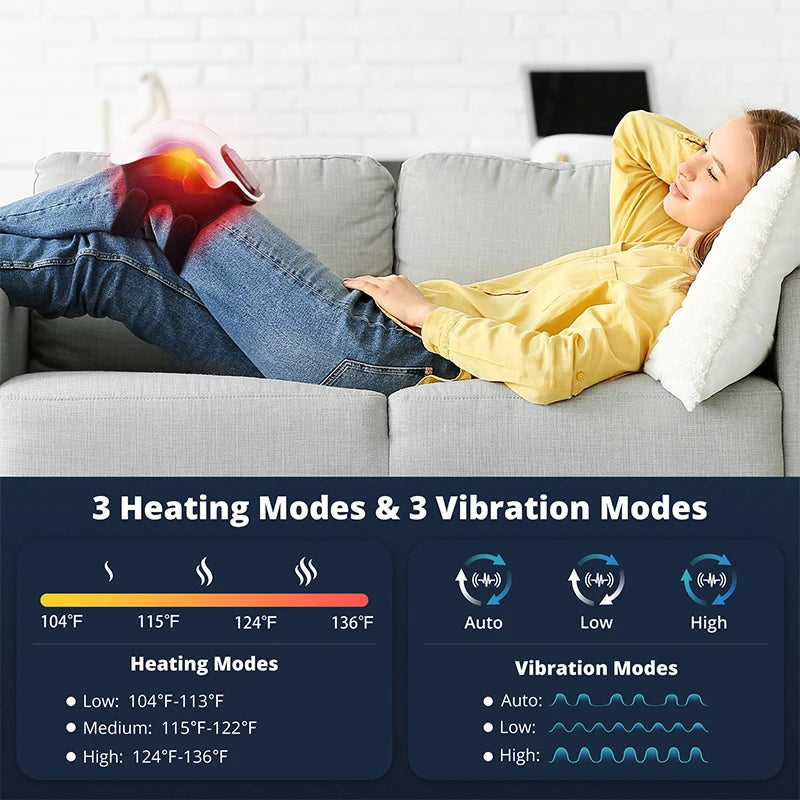 Medcursor Electric Heating Massage Knee Pad Wireless Heated Knee Massager Temperature Hot Compress Vibration Massage (Grey)