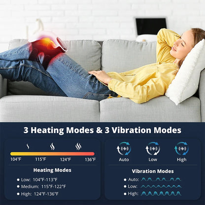 Medcursor Electric Heating Massage Knee Pad Wireless Heated Knee Massager Temperature Hot Compress Vibration Massage (Grey)