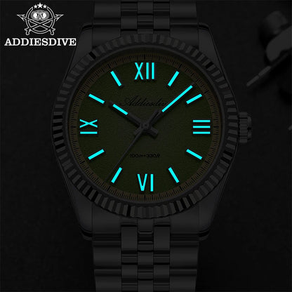 ADDIESDIVE Stainless Steel Quartz Watches For Men AD2535 reloj hombre Colorful Dial Watch Super Luminous Simple Wristwatches