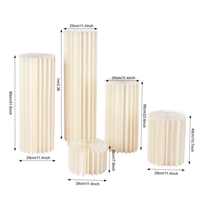 5PCS Wedding Party Flower Stand Cylinder Foldable Cardboard Centerpiece Dessert Table Columns Display Stand 20cm-100cm