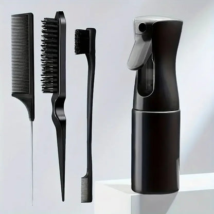 4pcs/Set Hairdressing Tools Set spray Bottle Rat Tail Comb Teasing Hair Brush Edge Control Hair comb For Combing Smoothing Hair