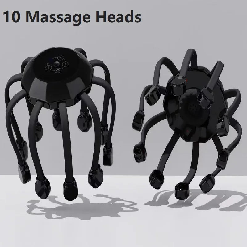 10/20Massage Heads Orange Scalp Head Massager Red Light Vibrator Octopus Scratcher For Relaxation Stress Migraine