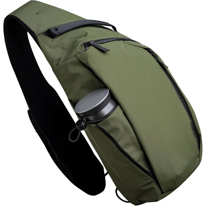 Right Shoulder Chest Bag 7.5L - Crossbody Bag, Sling Backpack - Fits 11' Tablet - Single Shoulder Water Bottle Pocket