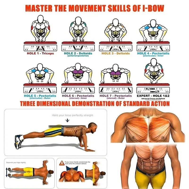 Push-up Board Set Portable Multifunctional Push-up Bar Foldable Fitness Equipment For Chest Abdomen Arms/Back Training - Urbizia