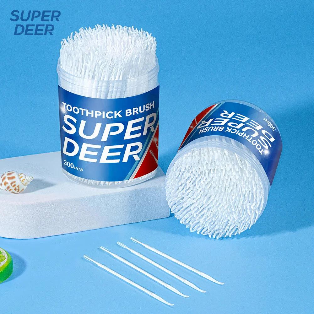 300 PCs Boxed Toothpick Brush Plastic Toothpick Disposable Household Interdental Brush Teeth Picking Dental Floss