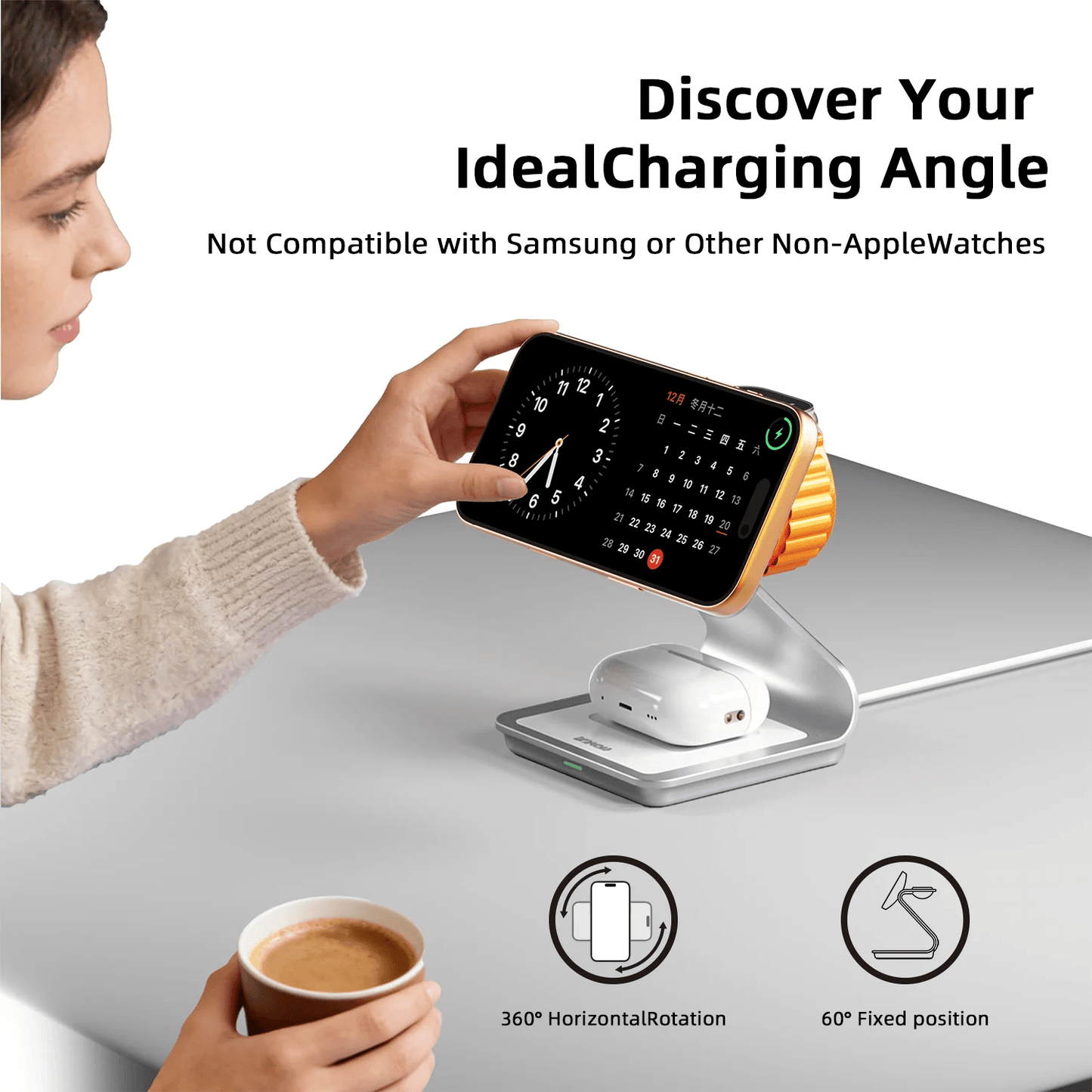 Bonola Magnetic 3 in 1 Wireless Charger for iPhone 17/16/15/13/14/12 30W Wireless Charging Station for Apple Watch/AirPods Pro