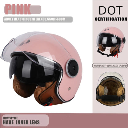 DOT Certified Vintage Open Helmet Motorcycle Open Face Helmet Retro 3/4 Helmet Cruise Casco Casque Moto Men Women