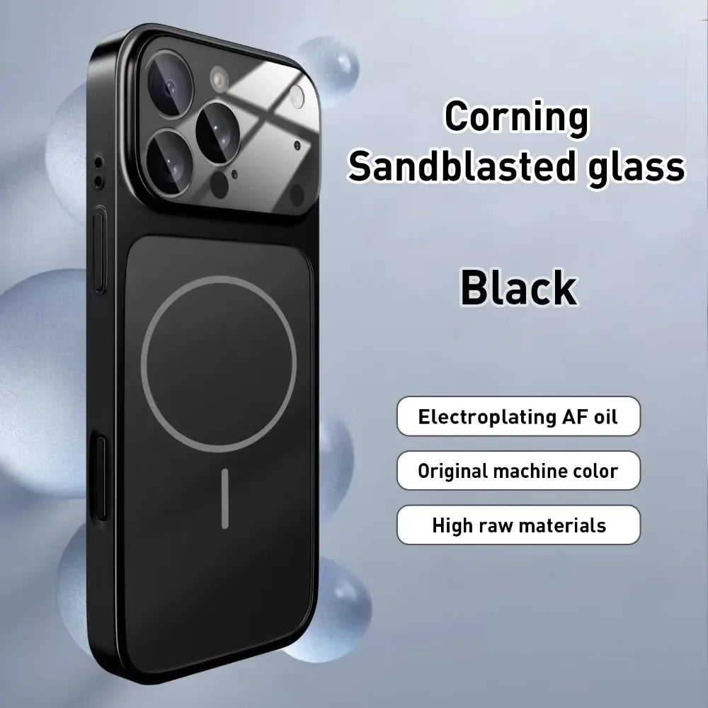 Original Glass Nano Matte Case For iPhone 17 Pro Max Air 16 15 14 13 12 11 Magnetic for Magsafe Wireless Charging Armor Funda