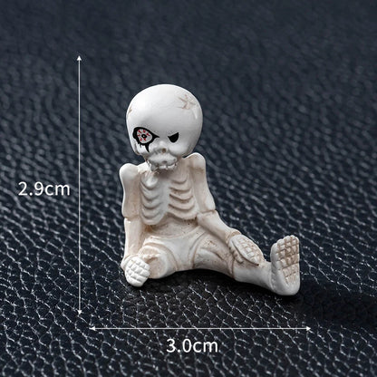 Miniature Halloween Resin Figurines – 3D Horror Raven, Tombstone, Ghost & Skull Ornaments