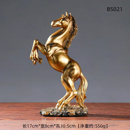 European Style Home Resin Victory Horse Statue, Living Room ，Cabinet,Office Desktop Decoration Animal Figurines - Urbizia