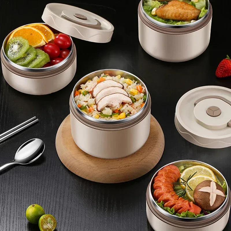 304 Stainless Steel Insulated Double-Layer Lunch Box with Bag