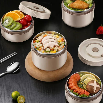 304 Stainless Steel Insulated Double-Layer Lunch Box with Bag