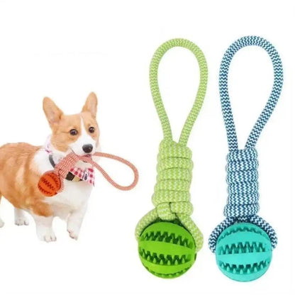 Dog Chew Toy Cotton Rope Tug Toy with Treat Dispensing Rubber Ball Durable Bite Resistant Teeth Cleaning Interactive Training Toy for Puppy Small Medium Dogs Green
