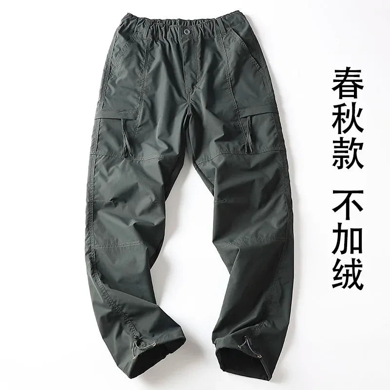 Outdoor Workwear Pants Men's Loose Fleece Lined Thick Soft  Hiking Mountain Climbing Windproof Waterproof Jacket Pants