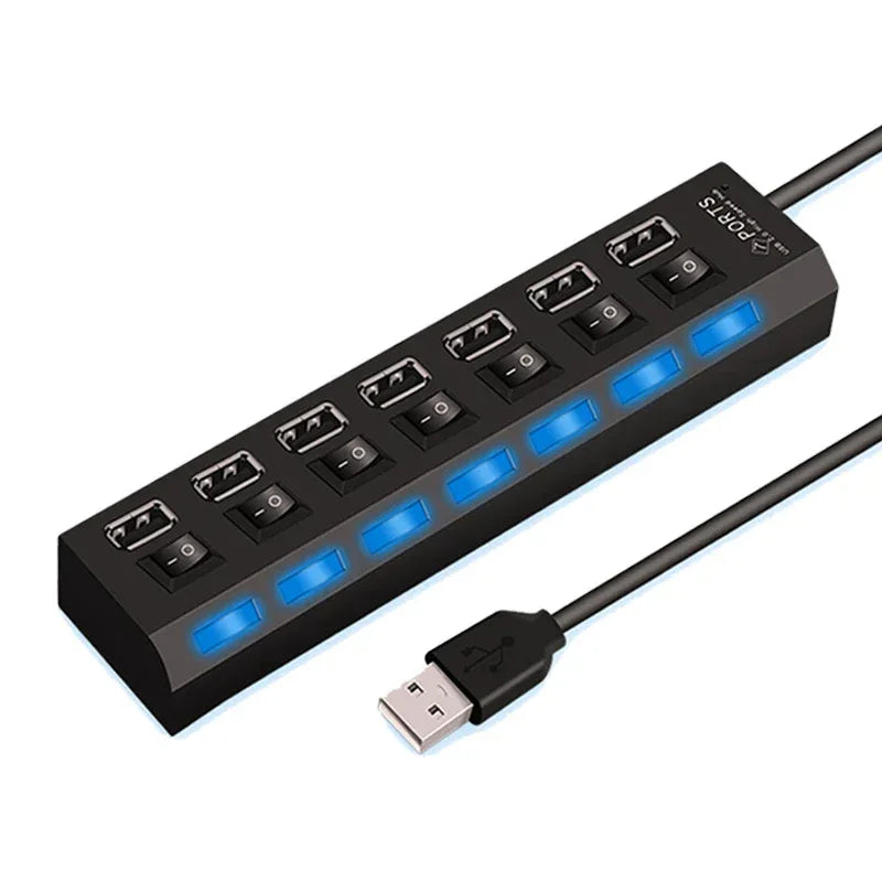 USB 2.0 4/7 Port Multi USB Hub Splitter with Switch