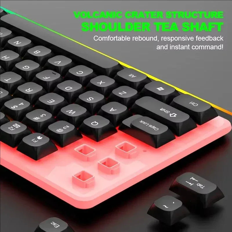 GTX350 Gaming Keyboard Mouse Combos Computer Laptop Backlight Gamer Kit LED Wired Usb Keyboard GTX350 Set-Black