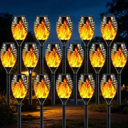 12LED Solar Flame Torch Light Flickering Light Waterproof Outdoor Garden Decoration Landscape Lawn Path Yard Patio Floor Lamps