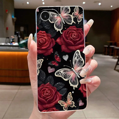 For iPhone 16e Case Clear Luxury Fashion Butterfly Flowers Soft TPU Silicone Jelly Back Cover for Apple iPhone 16e Phone Case