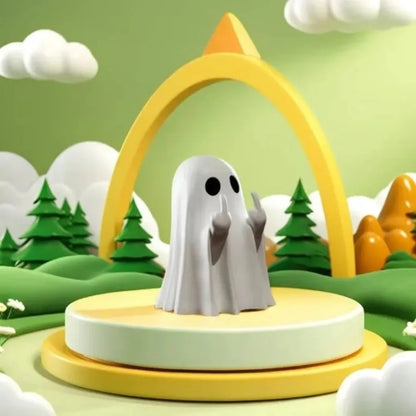 1 PCSCute Ghost Resin Statue With Middle Finger Spooky Halloween Decor For Shelf Mantel Coffee Table Display Home Party Ornament
