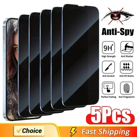 5Pcs Privacy Screen Protector for iPhone Anti-Spy Glass