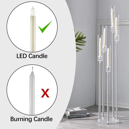 Clear Acrylic Floor Candelabra 5 Arm Tall Candlestick Holder for Wedding Table Centerpiece Ceremony Party Home Decoration 10PCS