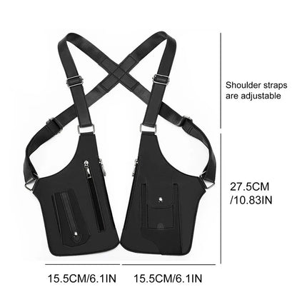 Vintage Double Shoulder Armpit Bag Adjustable Strap Steampunk Underarm Strap Wallet Pocket Gothic Waterproof