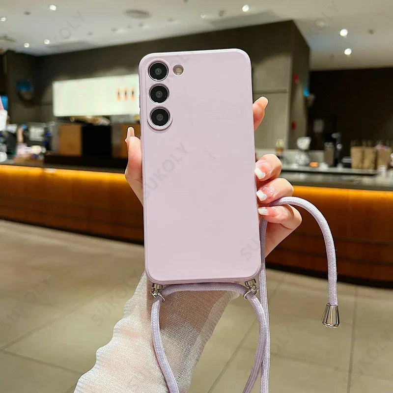 Liquid Silicone Crossbody Lanyard Phone Case for Samsung