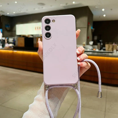 Liquid Silicone Crossbody Lanyard Phone Case for Samsung