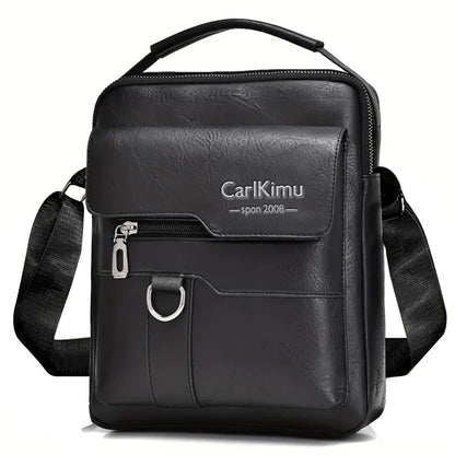 Daily Wear Vintage PU Leather Messenger Bag Fashion Solid Tone Shoulder Purse, Spacious Inner Storage for Male Everyday Items