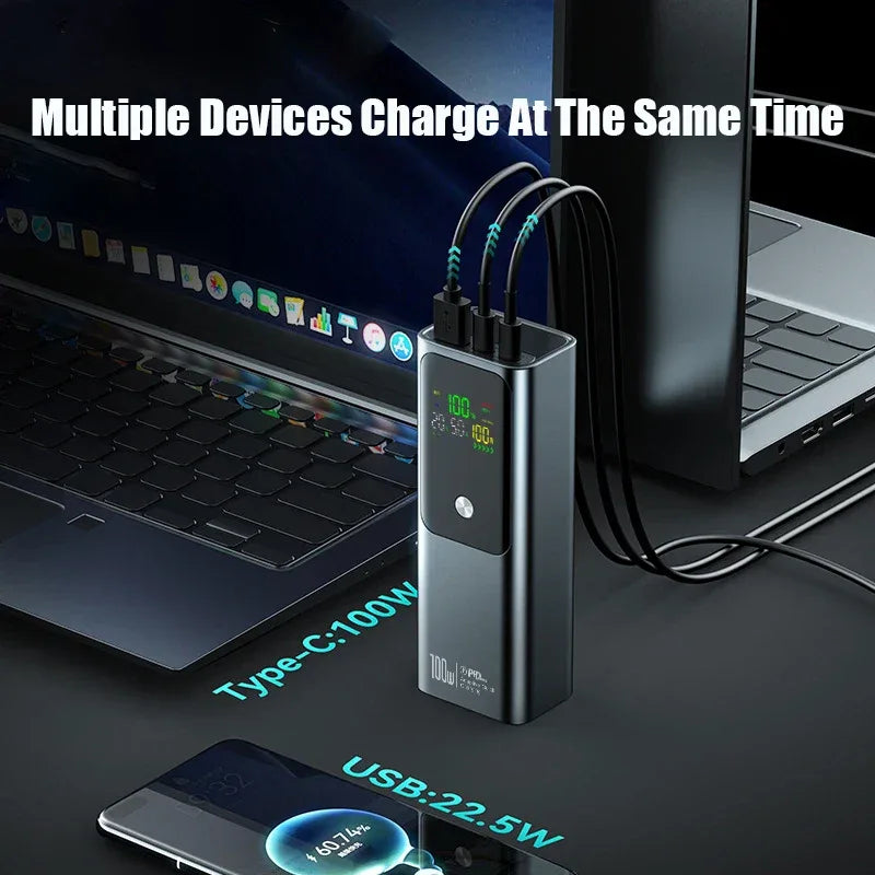 50000mAh Portable Color Screen Power Bank Supports PD100W Bidirectional Fast Charging Suitable For IPhone Laptop Samsung Xiaomi
