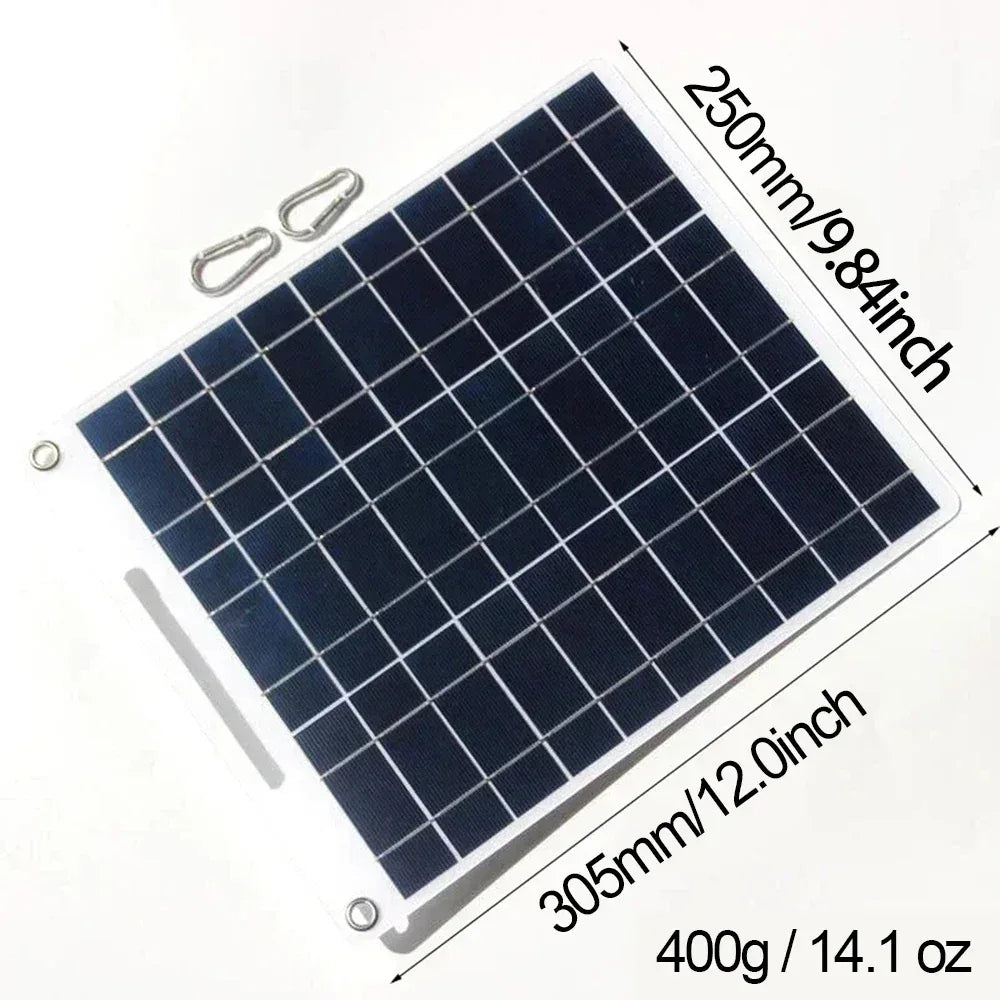 100W Solar Charger with Dual USB Ports, Waterproof & Portable Solar Panel for Outdoor Camping, Hiking, Emergency Devices - Urbizia