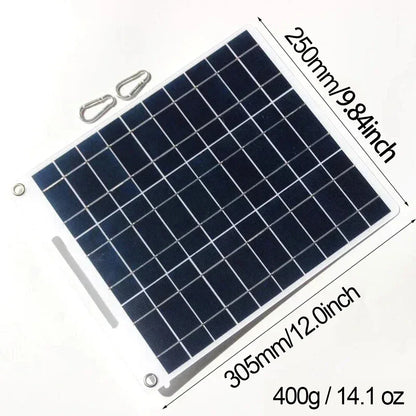 100W Solar Charger with Dual USB Ports, Waterproof & Portable Solar Panel for Outdoor Camping, Hiking, Emergency Devices - Urbizia