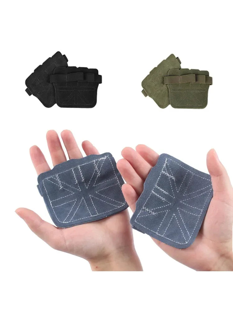 1 Pair Cowhide Bodybuilding Gym Gloves Four-finger Palm Protection Anti-slip Wear-resistant Fitness Sports Training Palm Guard - Urbizia