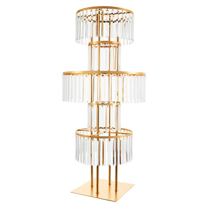 5 Tiers Gold/Silver Wedding Centerpieces Flower Stand Vase Centerpiece Acrylic Flower Stand with Hanging Acrylic