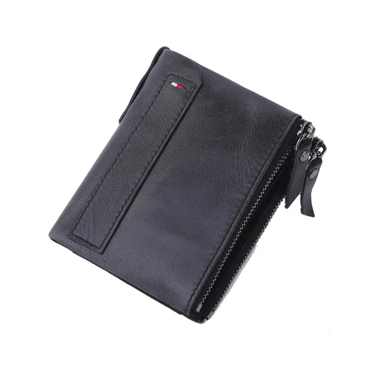 Men Wallets 100% Real Genuine Original Cowskin Leather Short Card Holder Leather Men Purse High Quality Luxury Brand Male Wallet