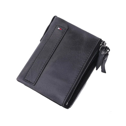 Men Wallets 100% Real Genuine Original Cowskin Leather Short Card Holder Leather Men Purse High Quality Luxury Brand Male Wallet