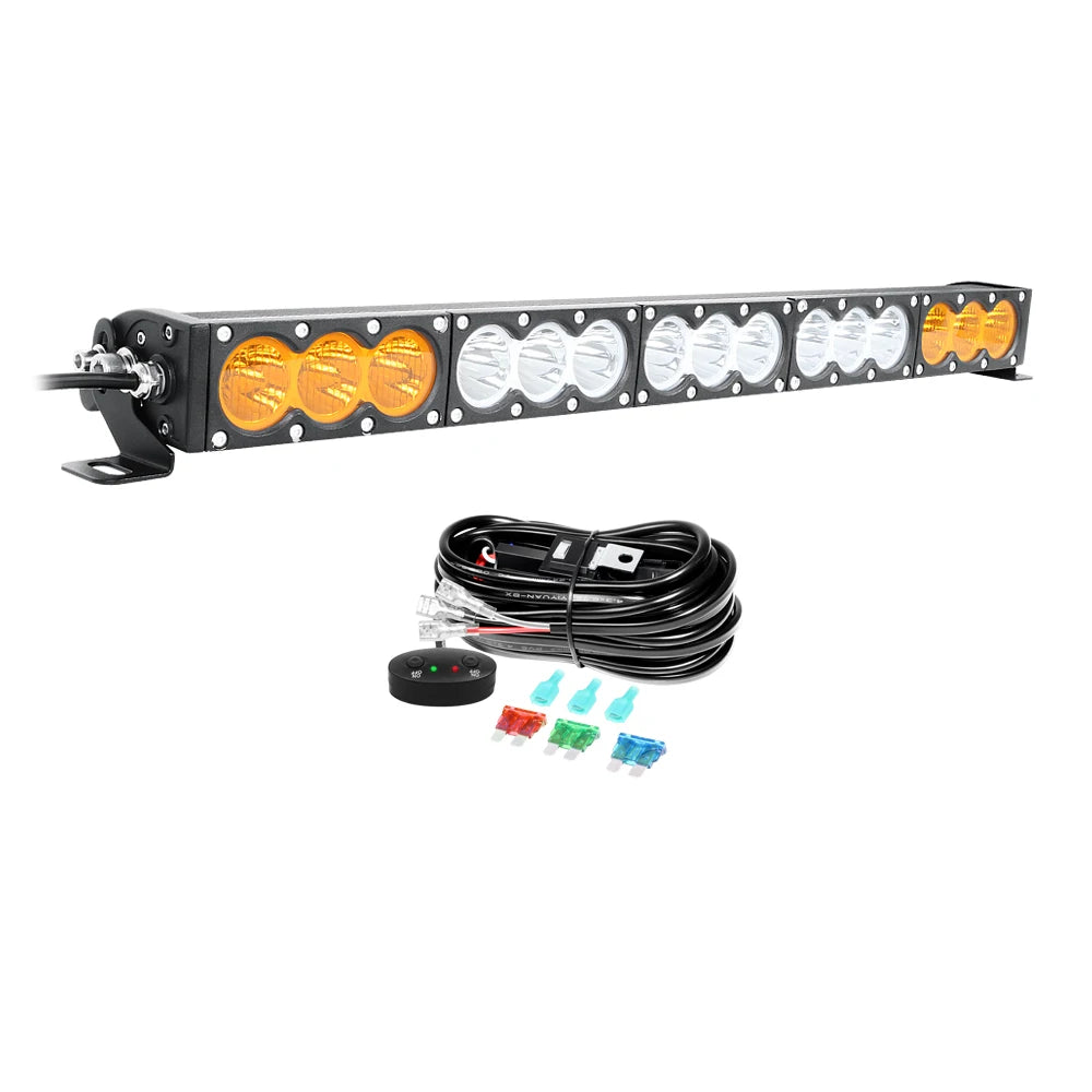 6-54 inch 30-300W LED Bar 4x4 with 12v Wire Harness Kit, LED Light Bar for Offroad Vehicles Trucks ATV, Amber White Fog Light