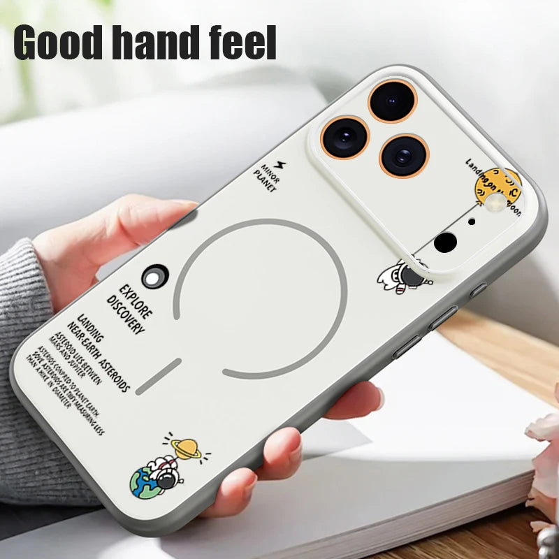Hanging Astronaut Pattern Case For iPhone 17 Pro Max Magnetic For Magsafe Skin Feeling Cover For iPhone 16 Pro Max 15 14 13