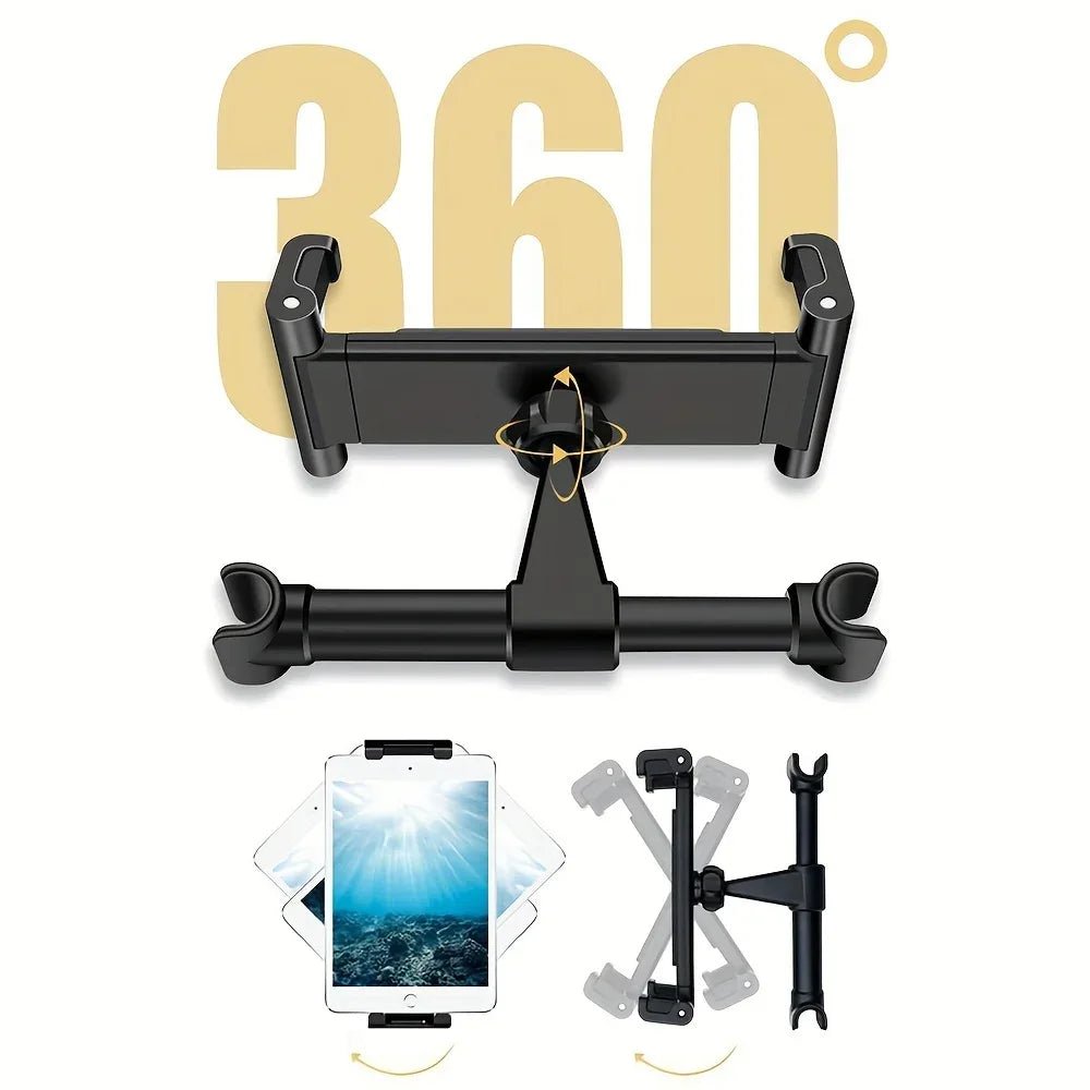 Car Headrest Tablet Holder 360° Rotating Mount